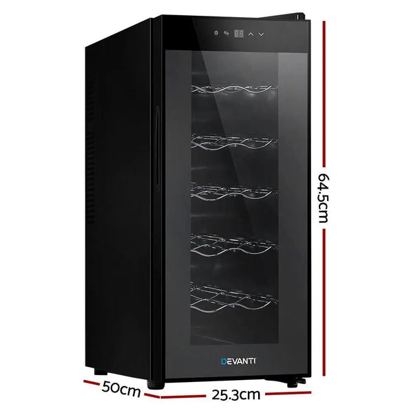 Devanti Wine Cooler 12 Bottle Thermoelectric Fridge Storage Chiller Deals499