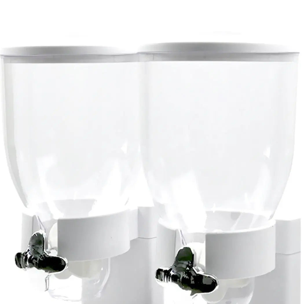 Double Cereal Dispenser Dry Food Storage Container Dispense Machine White Deals499