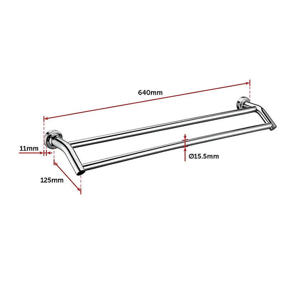 Double Classic Chrome Towel Bar Rail Bathroom Deals499