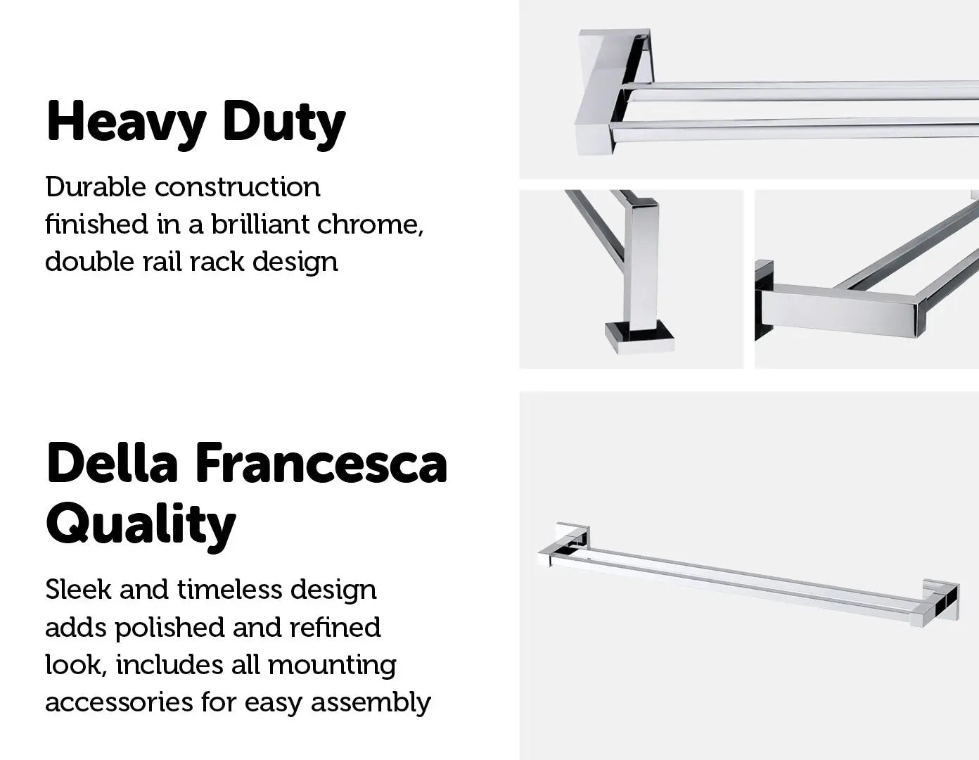 Double Classic Chrome Towel Bar Rail Bathroom Deals499