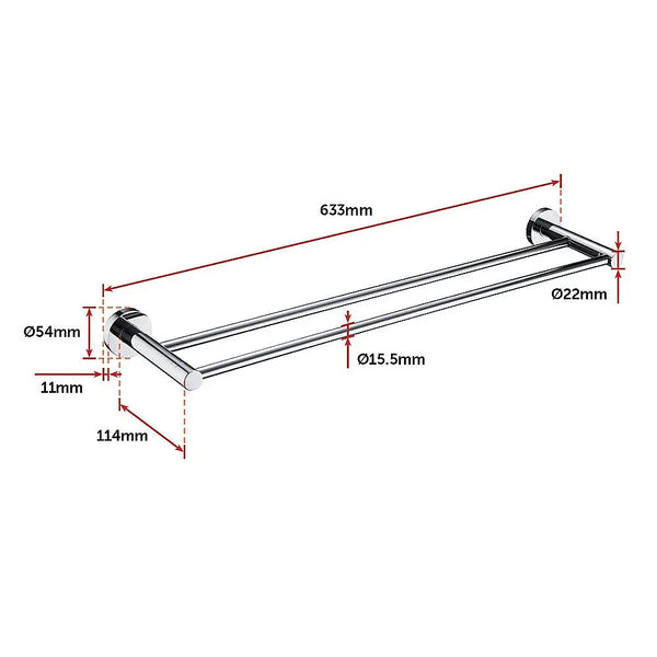 Double Classic Chrome Towel Bar Rail Bathroom Deals499