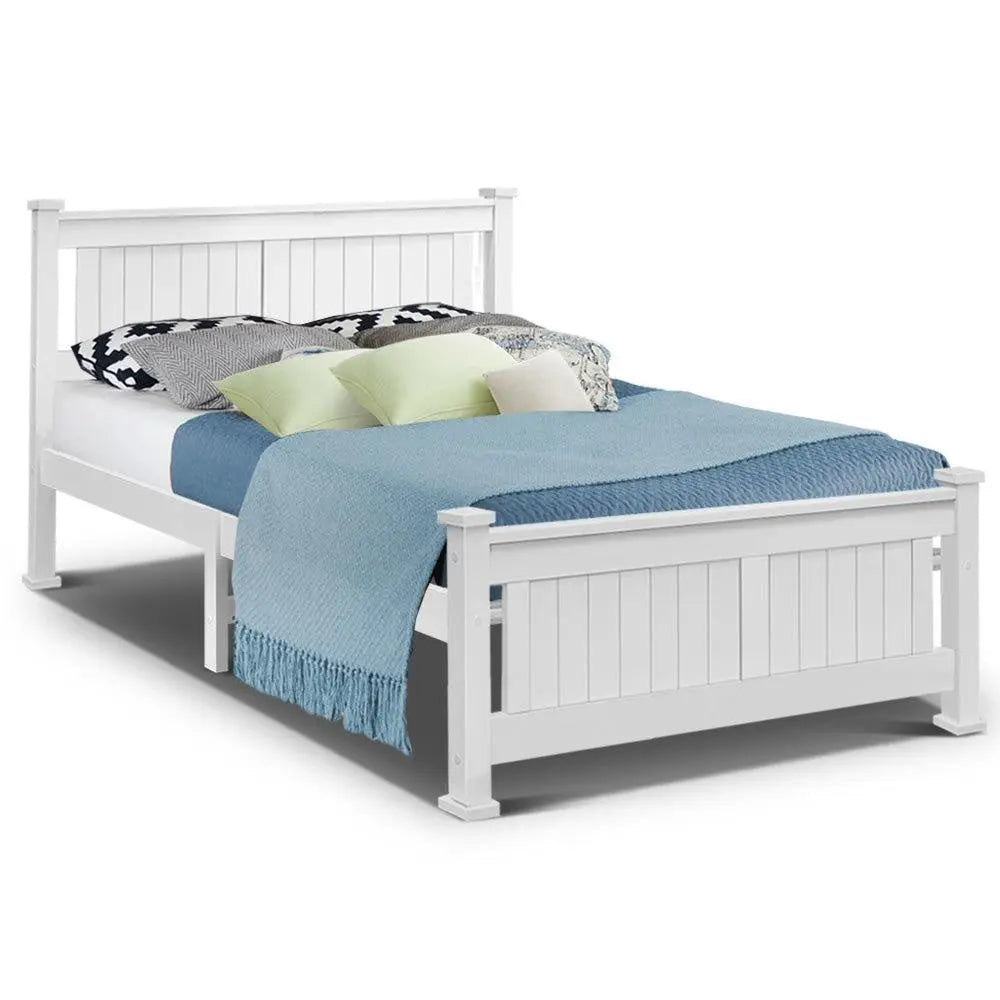 Double Size Wooden Bed Frame - White Deals499