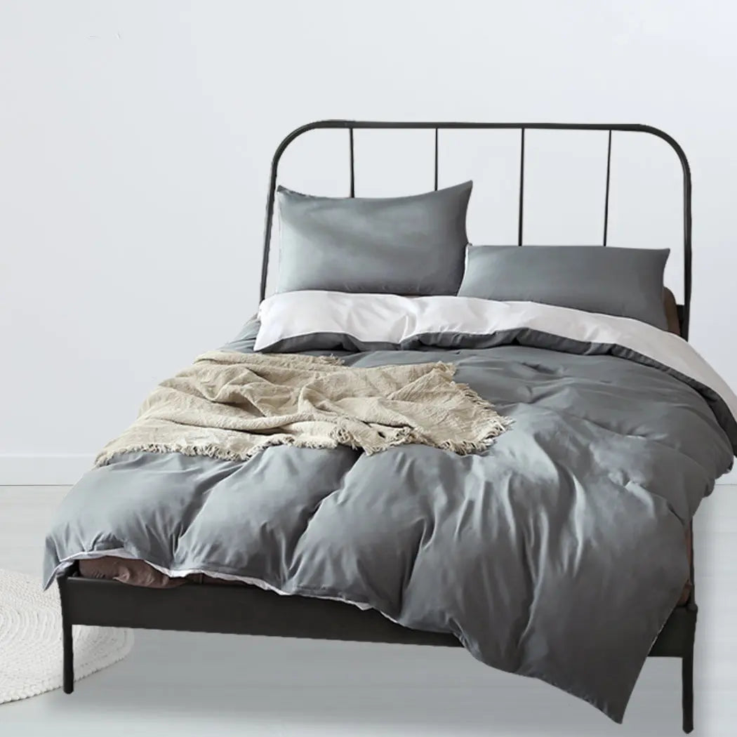 DreamZ 1000TC Microfibre Reversible Duvet Cover and Pillow Case Set Single Size DreamZ