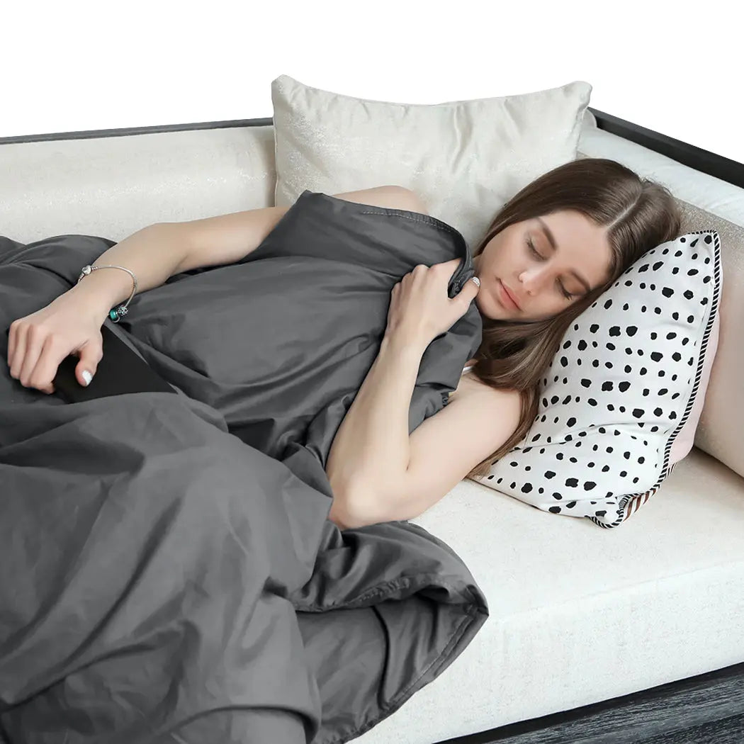 DreamZ 198x122cm Cotton Anti Anxiety Weighted Blanket Cover Protector Grey DreamZ