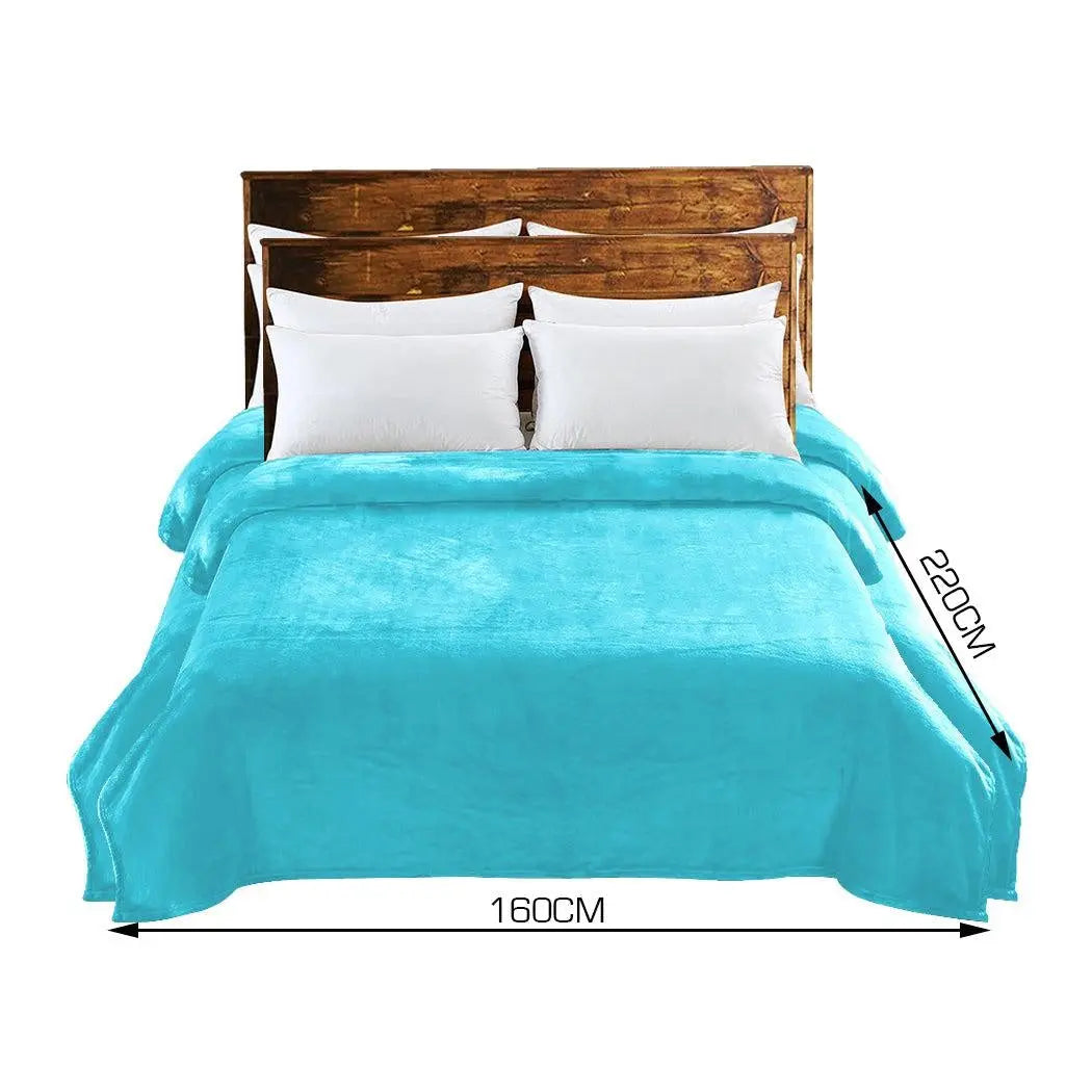 DreamZ 320GSM 220x160cm Ultra Soft Mink Blanket Warm Throw in Teal Colour Deals499