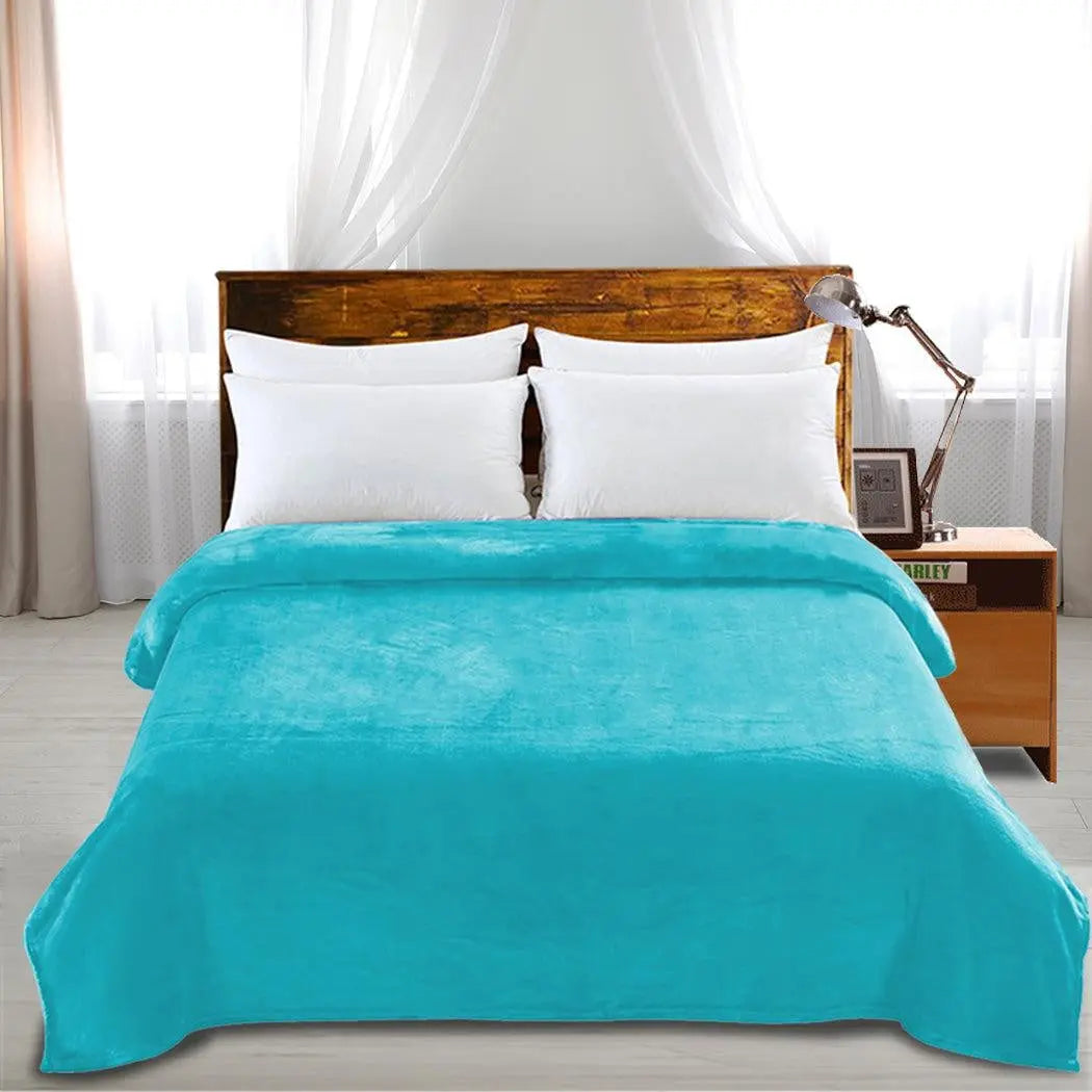 DreamZ 320GSM 220x160cm Ultra Soft Mink Blanket Warm Throw in Teal Colour Deals499