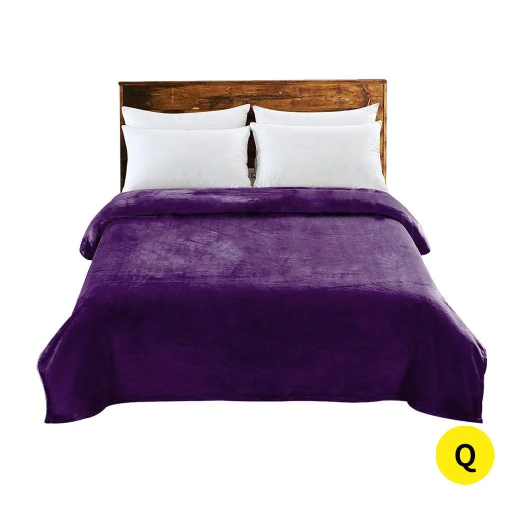 DreamZ 320GSM 220x240cm Ultra Soft Mink Blanket Warm Throw in Aubergine Colour Deals499