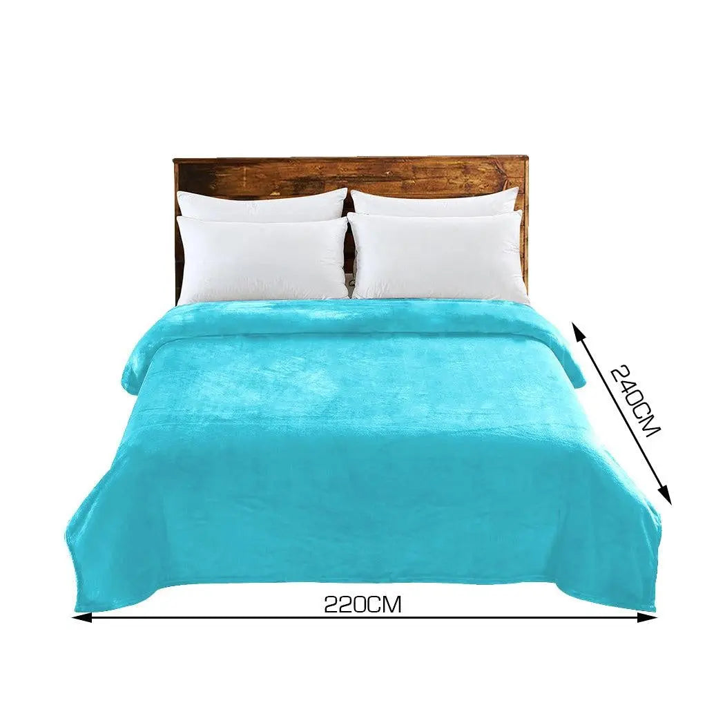 DreamZ 320GSM 220x240cm Ultra Soft Mink Blanket Warm Throw in Teal Colour Deals499