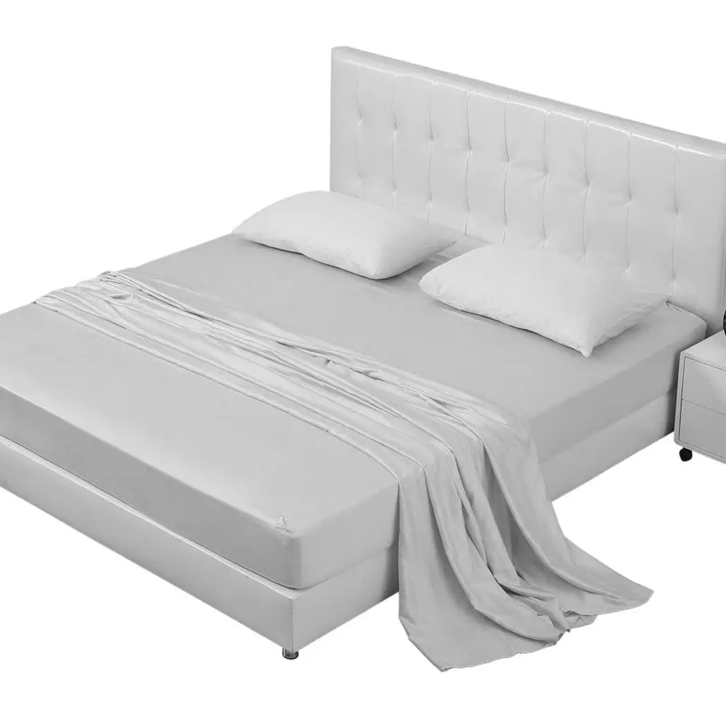 DreamZ 4 Pcs Natural Bamboo Cotton Bed Sheet Set in Size Double Grey Deals499