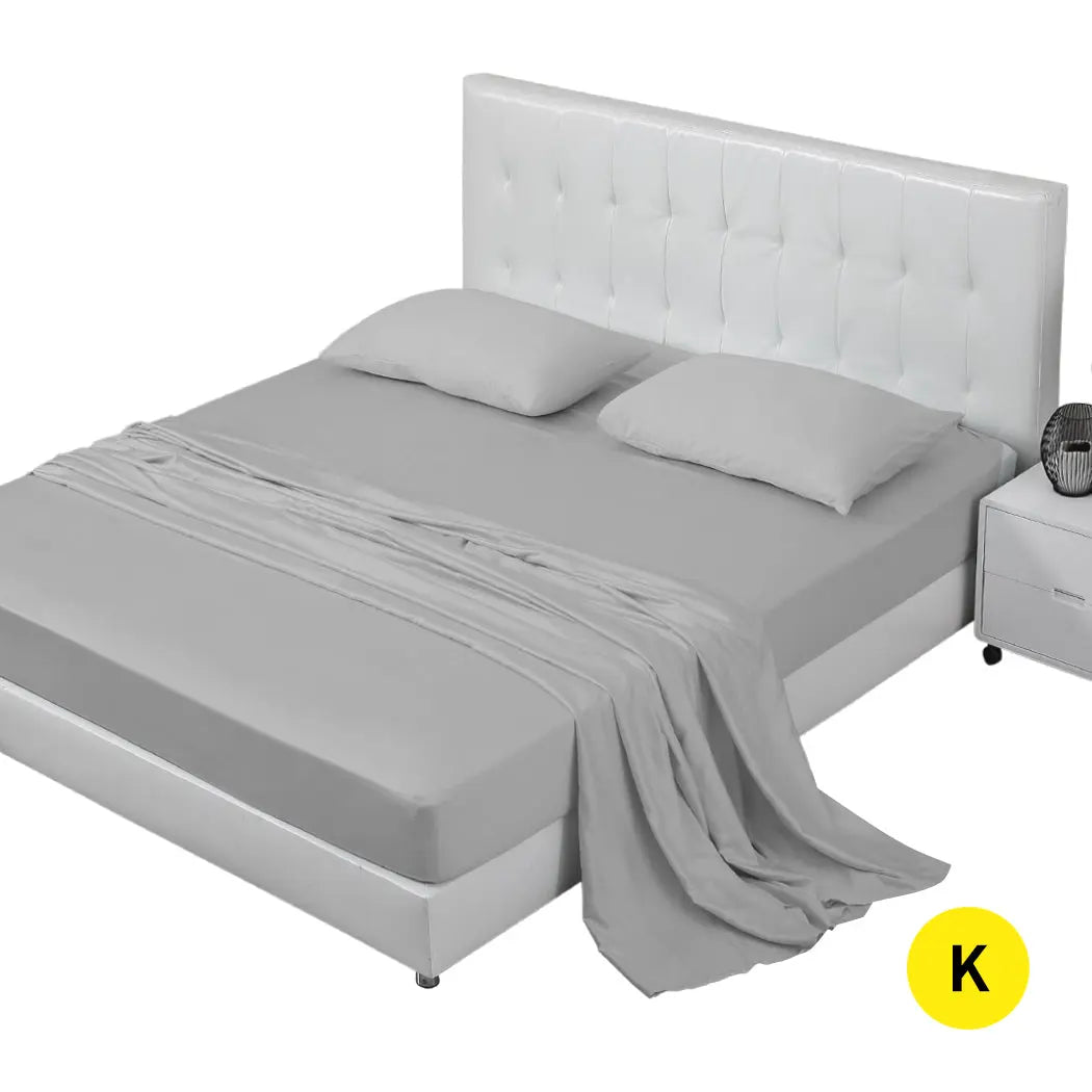 DreamZ 4 Pcs Natural Bamboo Cotton Bed Sheet Set in Size King Grey Deals499