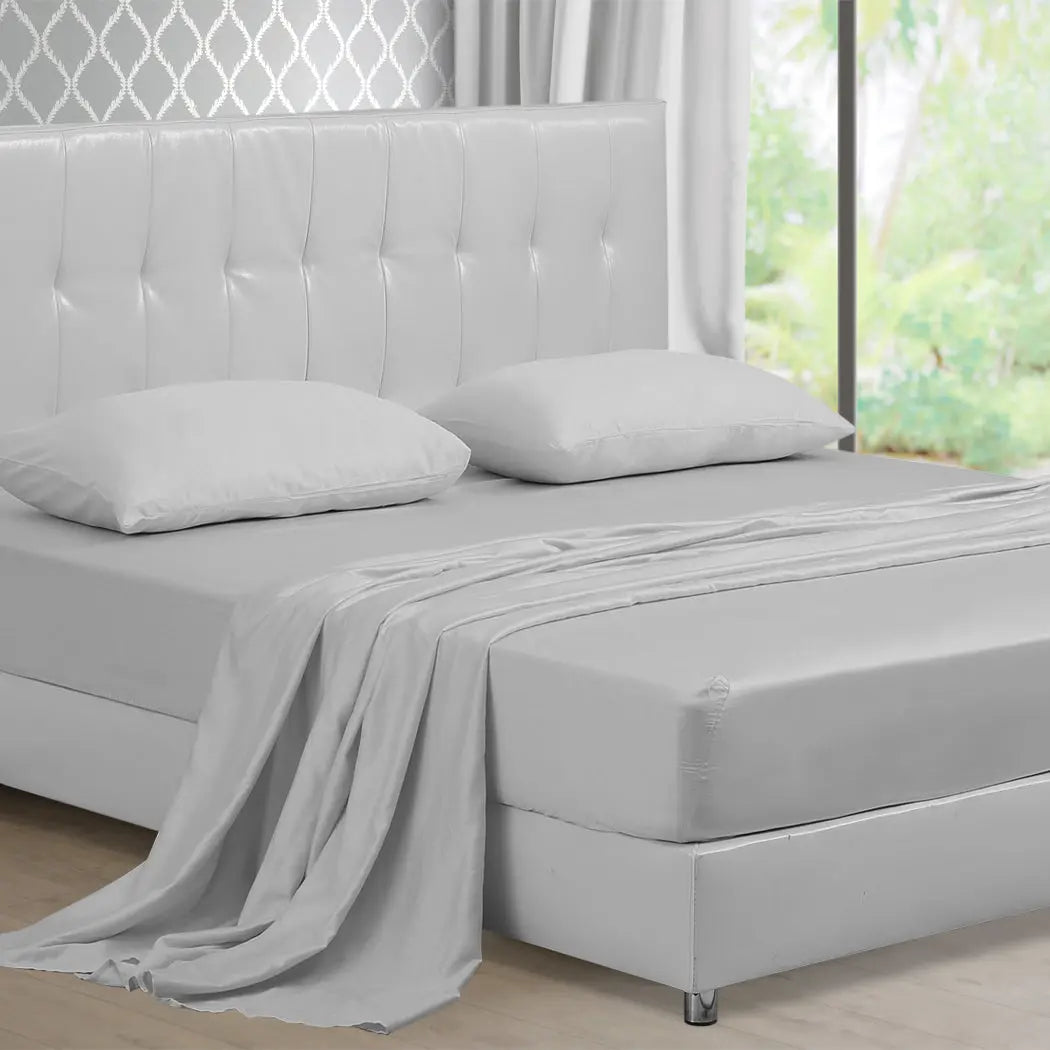 DreamZ 4 Pcs Natural Bamboo Cotton Bed Sheet Set in Size King Grey Deals499
