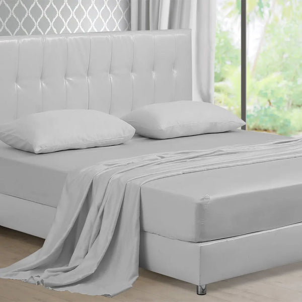 DreamZ 4 Pcs Natural Bamboo Cotton Bed Sheet Set in Size King Grey Deals499