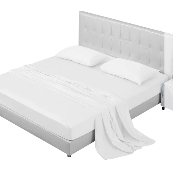 DreamZ 4 Pcs Natural Bamboo Cotton Bed Sheet Set in Size King White Deals499