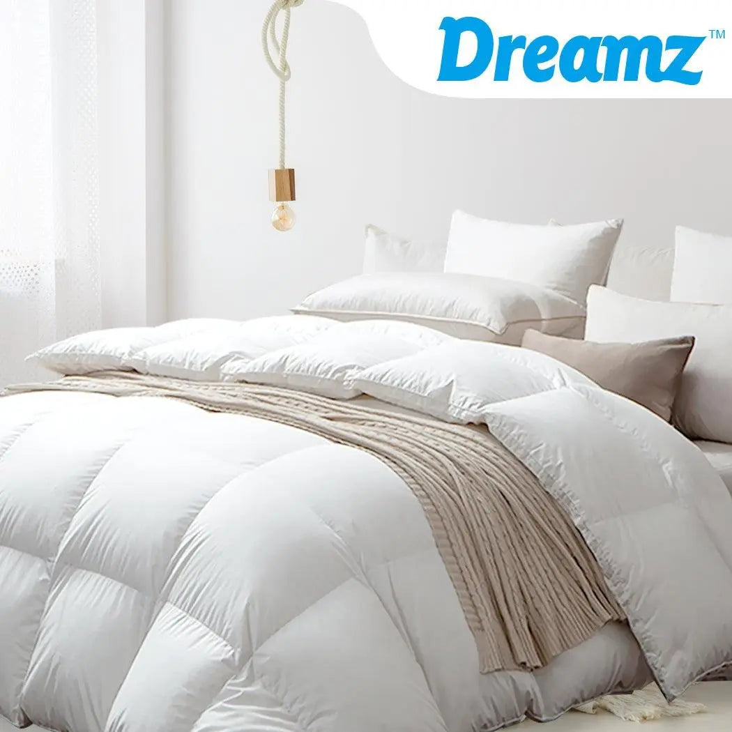 DreamZ 700GSM All Season Goose Down Feather Filling Duvet in Super King Size Deals499