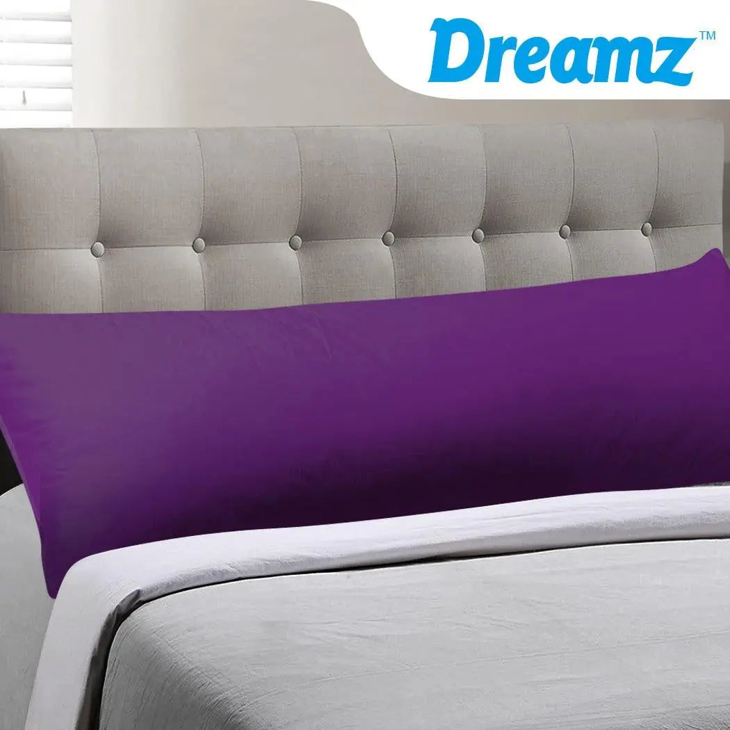 DreamZ Body Full Long Pillow Luxury Slip Cotton Maternity Pregnancy 150cm Plum Deals499
