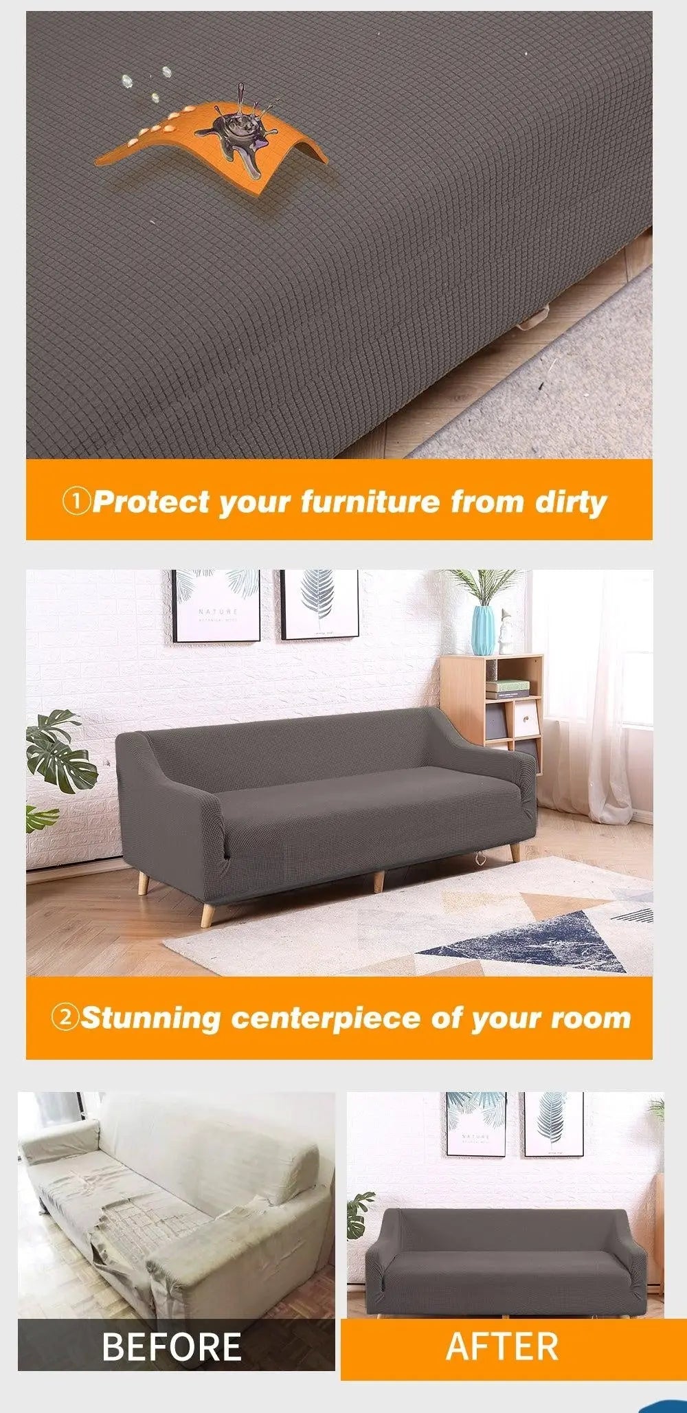 DreamZ Couch Stretch Sofa Lounge Cover Protector Slipcover 3 Seater Chocolate Deals499