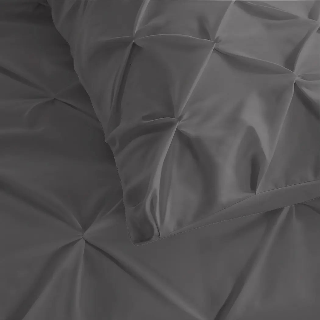 DreamZ Diamond Pintuck Duvet Cover Pillow Case Set in Full Size in Charcoal Deals499