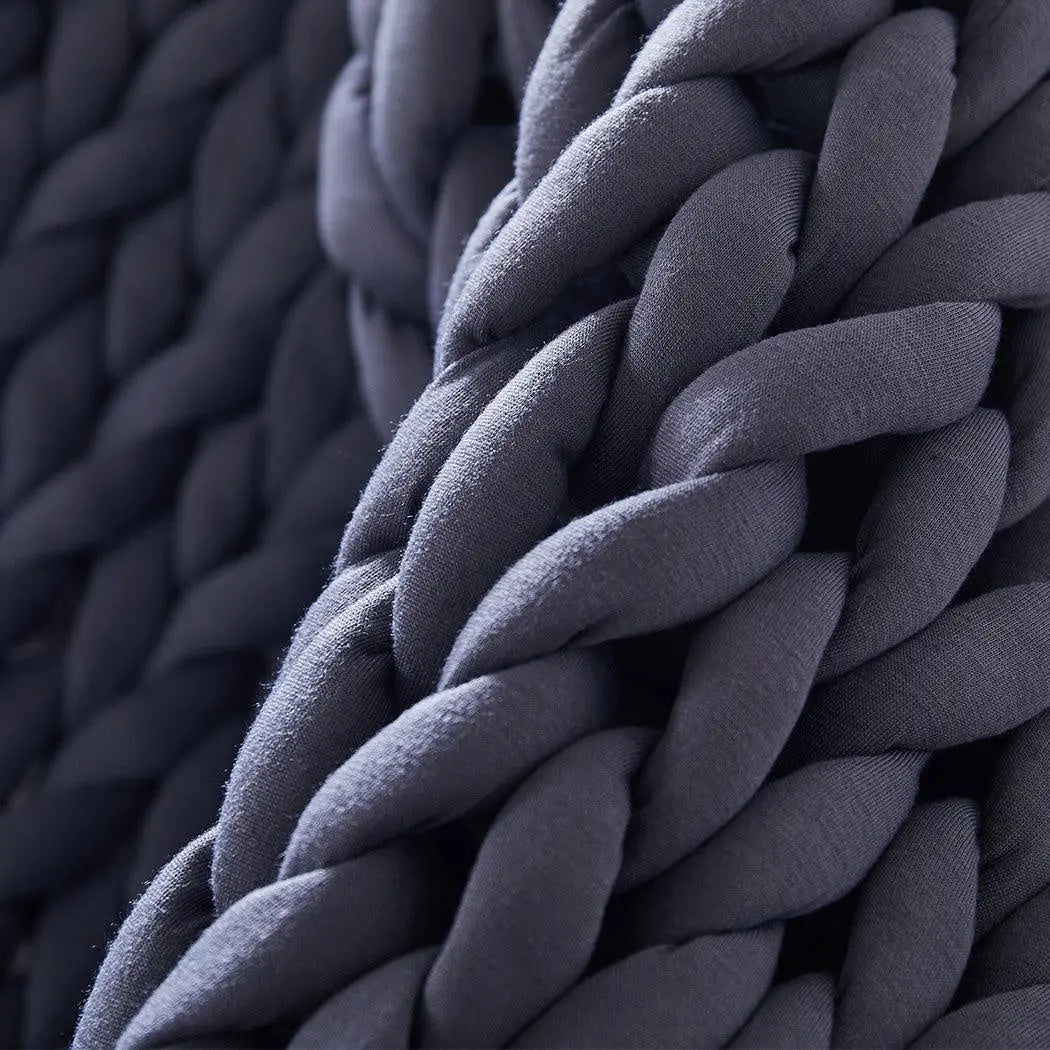 DreamZ Knitted Weighted Blanket Chunky Bulky Knit Throw Blanket 9KG Dark Grey Deals499