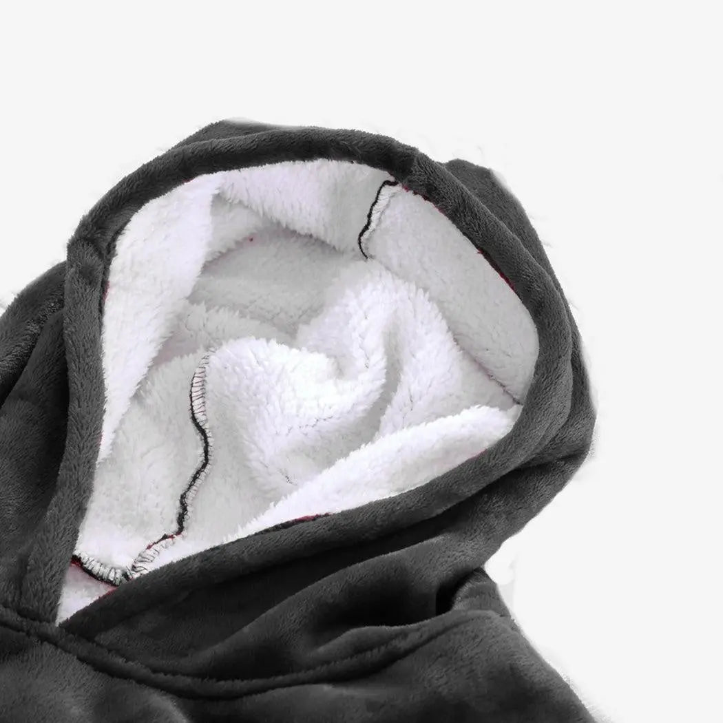 DreamZ Plush Warm Fleece Sherpa Hoodie Sweatshirt Huggle Blanket Pajamas Grey Deals499