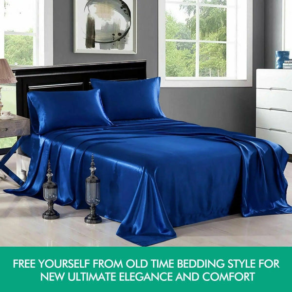 DreamZ Ultra Soft Silky Satin Bed Sheet Set in Queen Size in Burgundy Colour Deals499