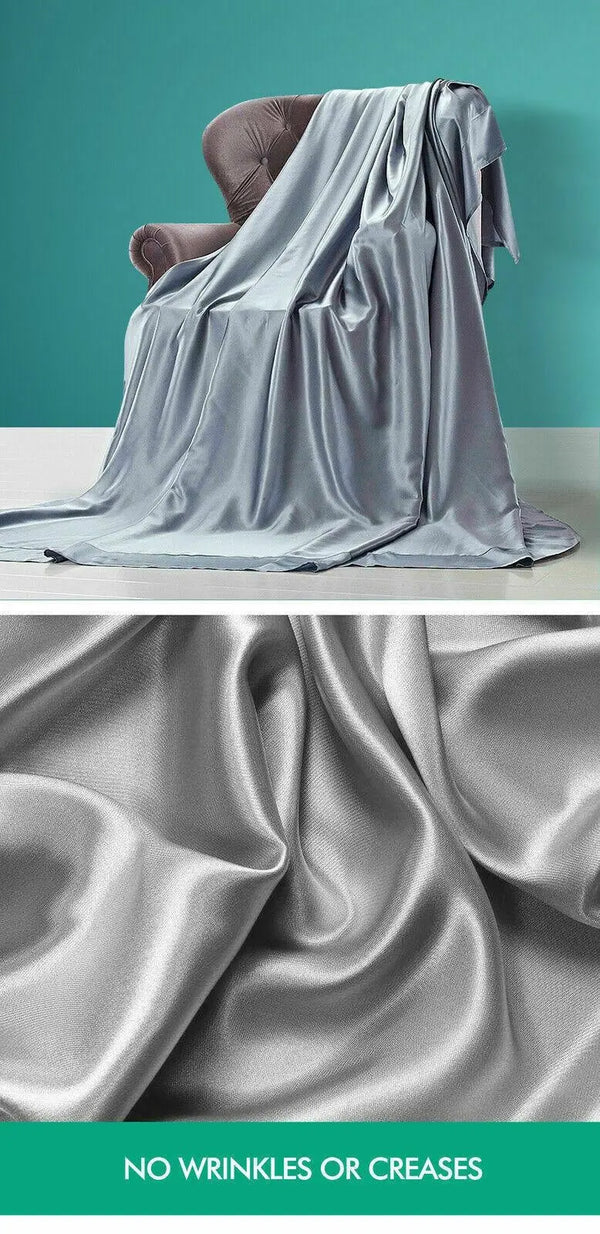 DreamZ Ultra Soft Silky Satin Bed Sheet Set in Queen Size in Burgundy Colour Deals499