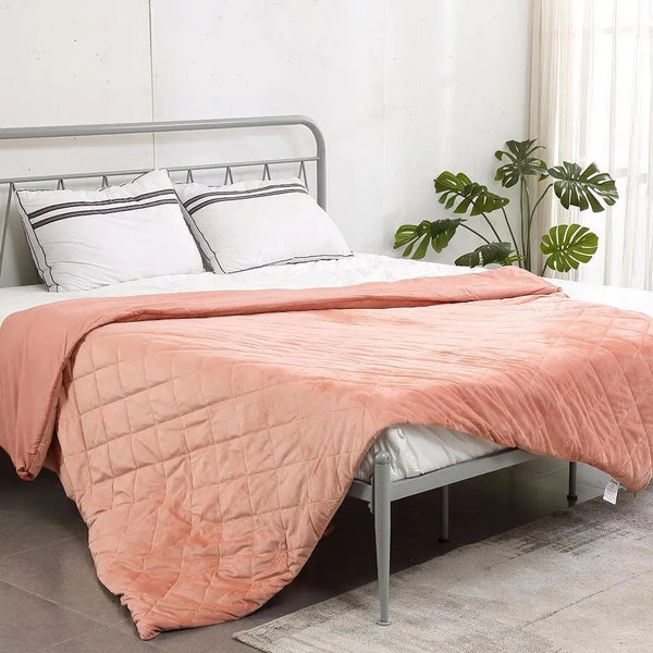 DreamZ Weighted Blanket 10KG Heavy Gravity Deep Relax Adults Cotton Cover Pink Deals499