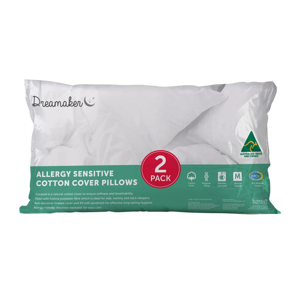 Dreamaker Allergy Sensitive Cotton Cover Pillow 2 Pack Deals499