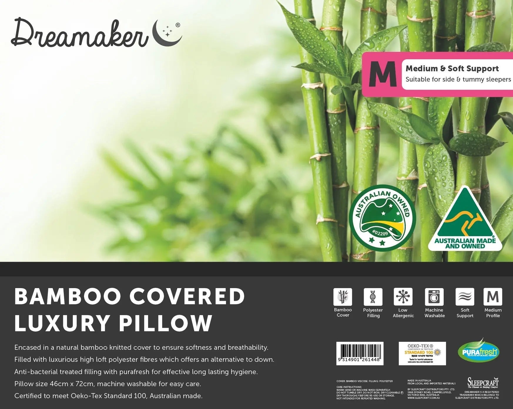 Dreamaker Bamboo Knitted Covered Pillow Deals499