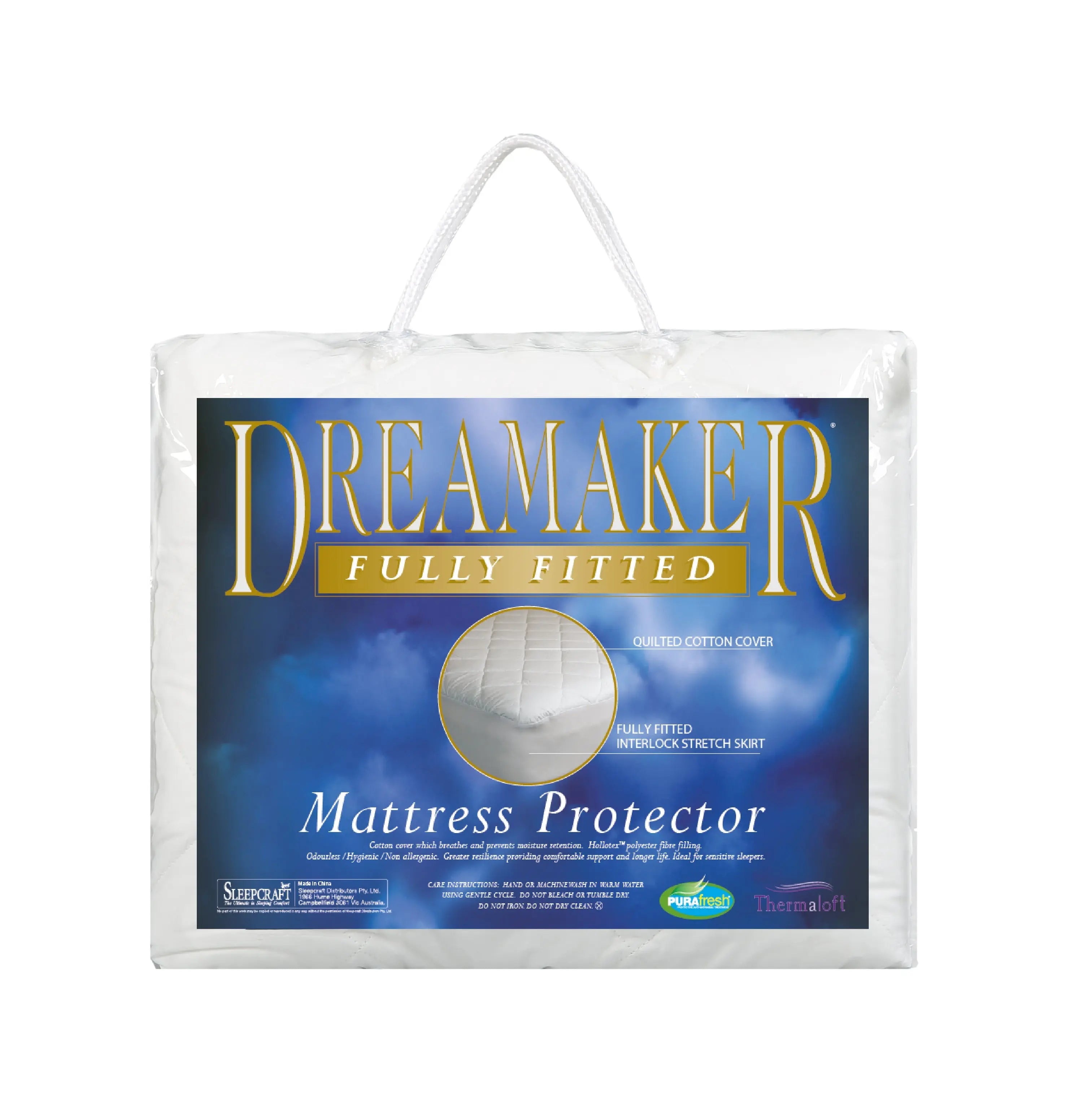 Dreamaker Thermaloft Cotton Covered Fitted Mattress Protector King Single Bed Deals499