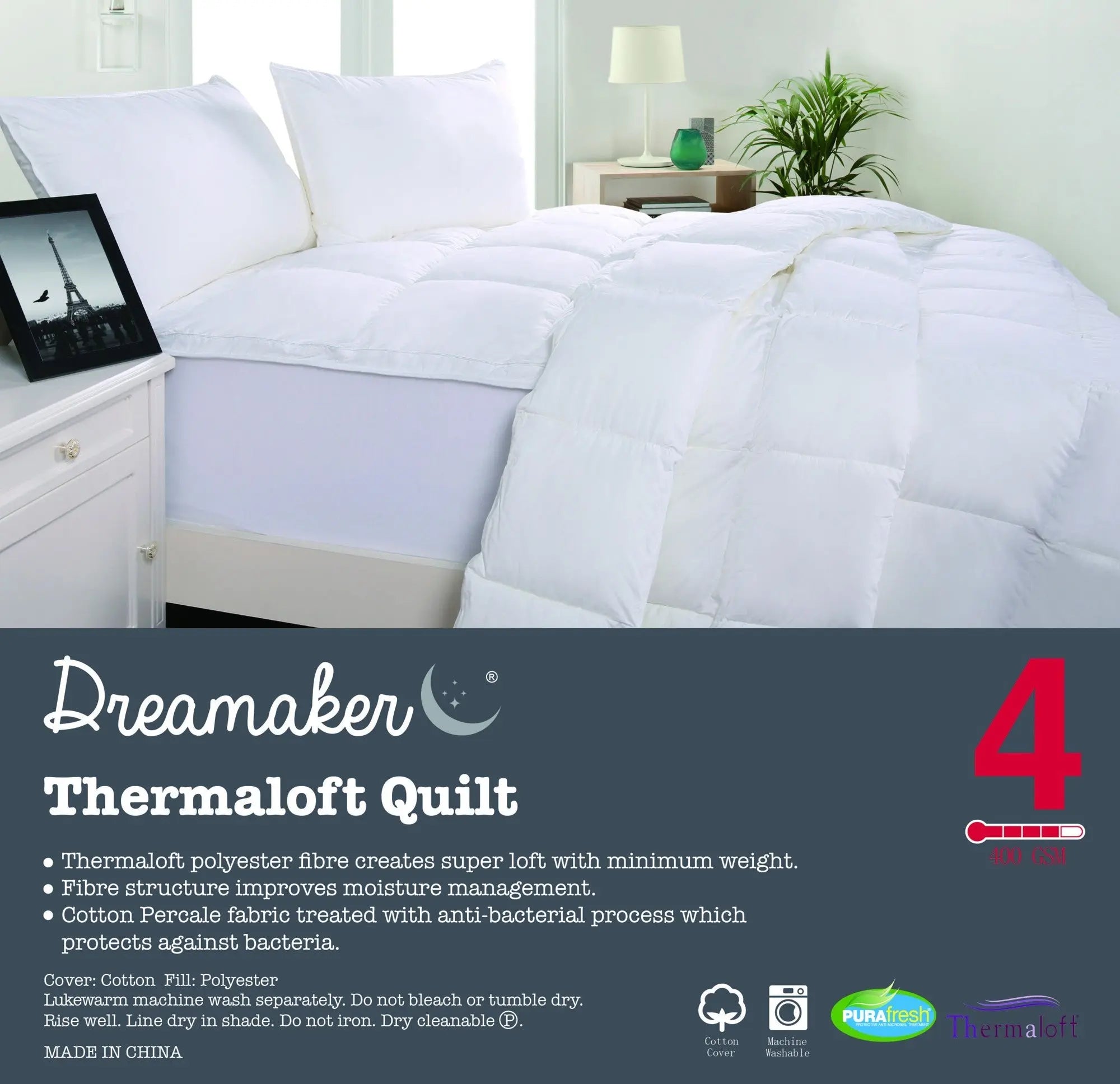 Dreamaker Thermaloft Quilt 400Gsm Single Bed Deals499