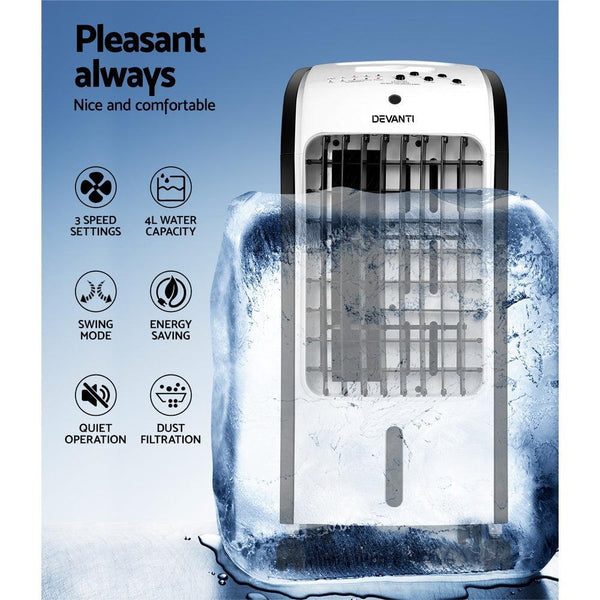 Devanti Evaporative Air Cooler Conditioner Portable 4L Cooling Fan Humidifier Deals499