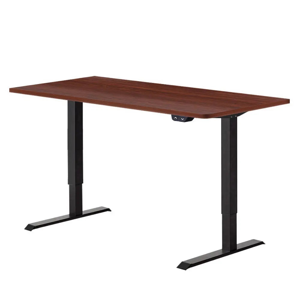 Electric Motorised Height Adjustable Standing Desk - Black Frame with 140cm Walnut Top Deals499