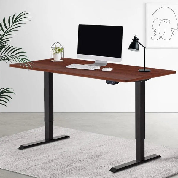 Electric Motorised Height Adjustable Standing Desk - Black Frame with 140cm Walnut Top Deals499