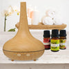 Essential Oil Diffuser Ultrasonic Humidifier Aromatherapy LED Light 200ML 3 Oils 15 x 15 x 20cm Light Wood Grain Deals499