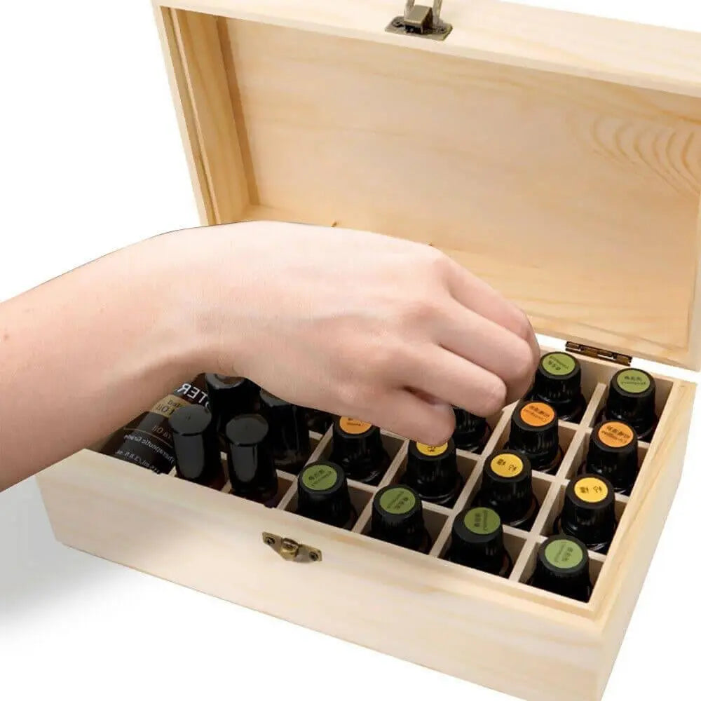 Essential Oil Storage Box Wooden 25 Slots Aromatherapy Container Organiser Deals499