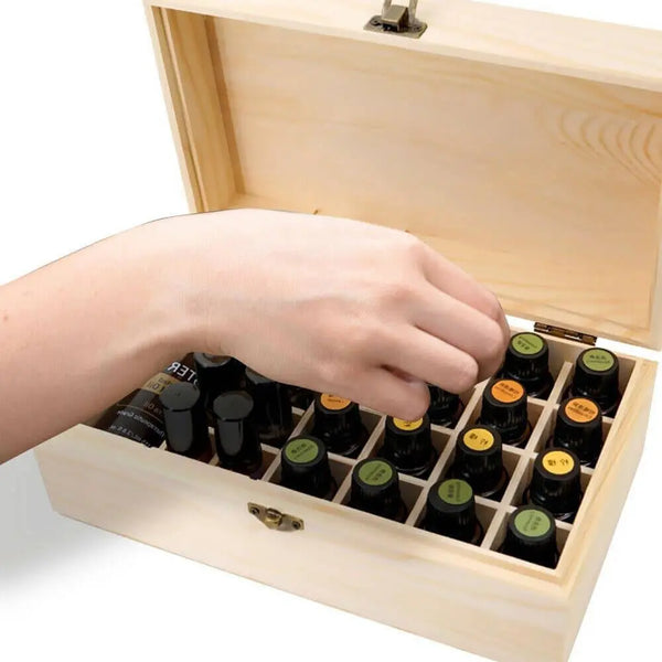 Essential Oil Storage Box Wooden 25 Slots Aromatherapy Container Organiser Deals499