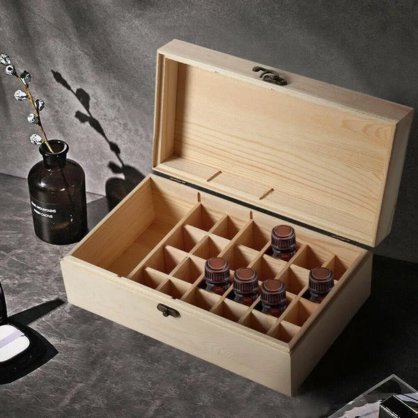 Essential Oil Storage Box Wooden 25 Slots Aromatherapy Container Organiser Deals499
