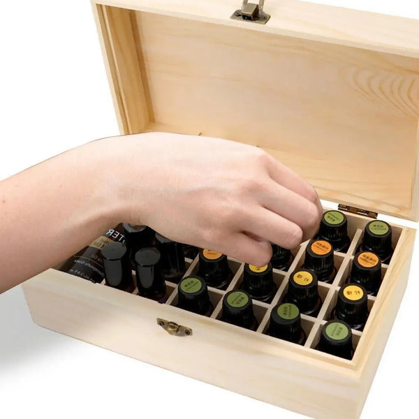 Essential Oil Storage Box Wooden 25 Slots Aromatherapy Container Organiser Deals499