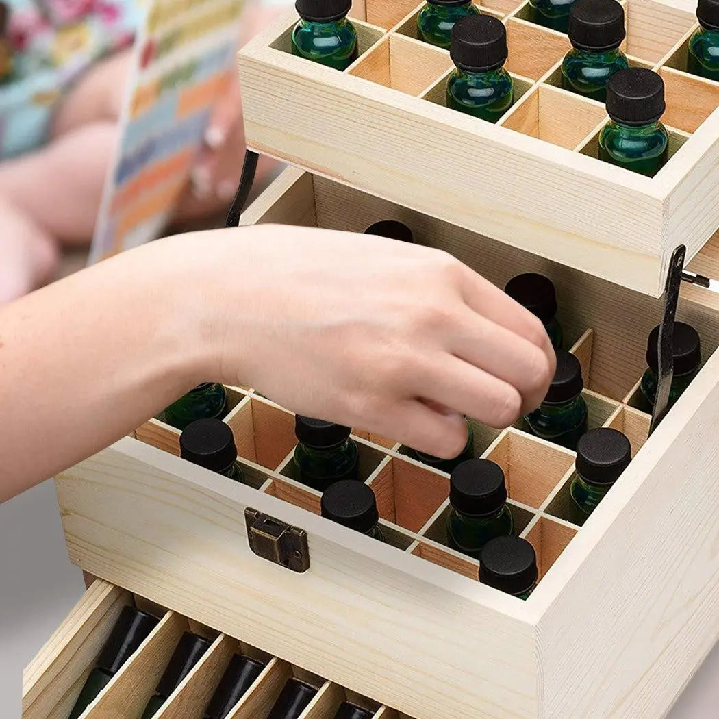 Essential Oil Storage Box Wooden 59 Slots Aromatherapy Organiser Container Case Deals499