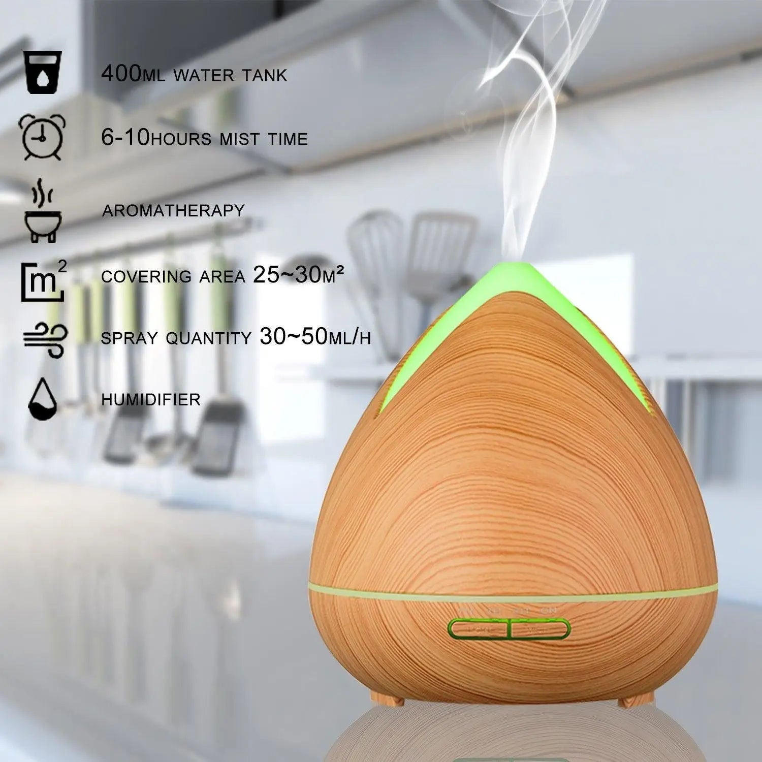 Essential Oils Ultrasonic Aromatherapy Diffuser Air Humidifier Purify 400ML Light Wood Deals499