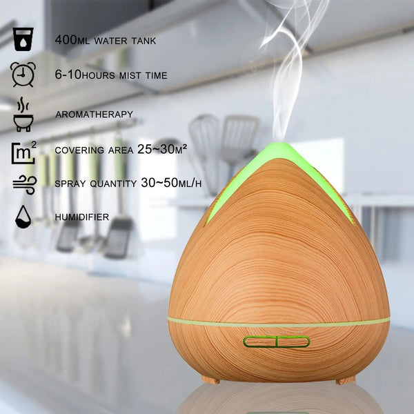 Essential Oils Ultrasonic Aromatherapy Diffuser Air Humidifier Purify 400ML Light Wood Deals499