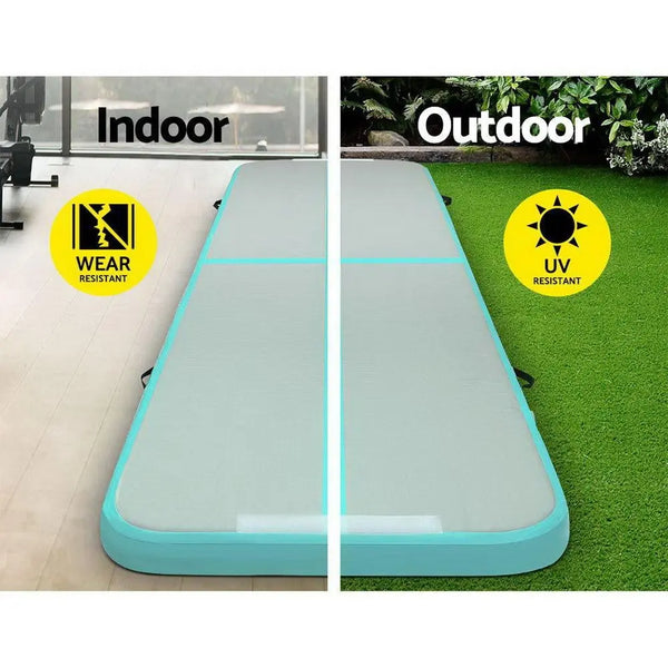 Everfit 3m x 1m Air Track Mat Gymnastic Tumbling Mint Green and Grey Deals499