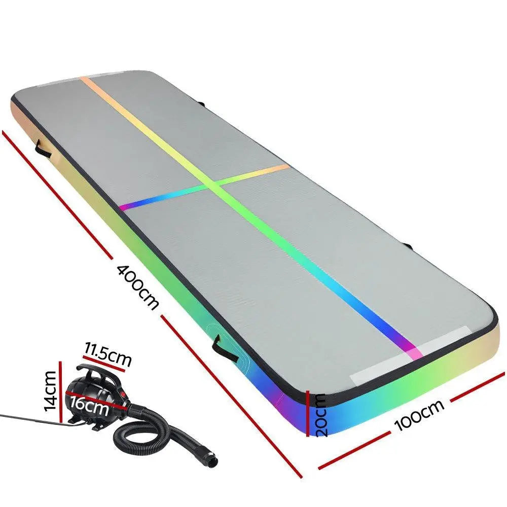 Everfit 4M Air Track Gymnastics Tumbling Exercise Mat Inflatable Mats 20CM Thick + Pump Deals499