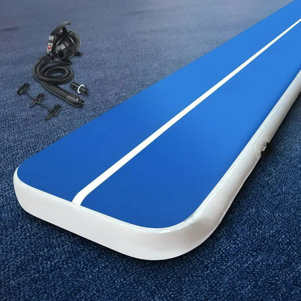 Everfit 5X1M Inflatable Air Track Mat 20CM Thick with Pump Tumbling Gymnastics Blue Deals499