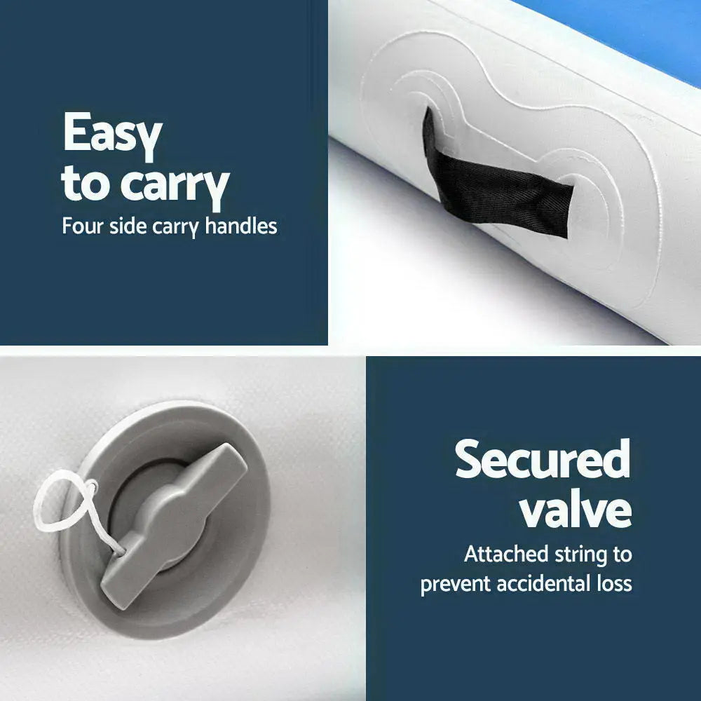 Everfit 6X1M Inflatable Air Track Mat 20CM Thick with Pump Tumbling Gymnastics Blue Deals499