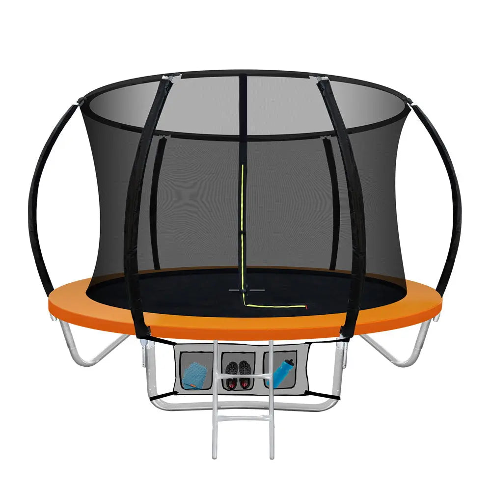 Everfit 8FT Trampoline Round Trampolines Kids Present Gift Enclosure Safety Net Pad Outdoor Orange Deals499
