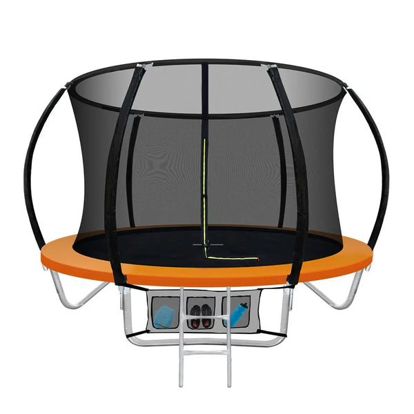 Everfit 8FT Trampoline Round Trampolines Kids Present Gift Enclosure Safety Net Pad Outdoor Orange Deals499