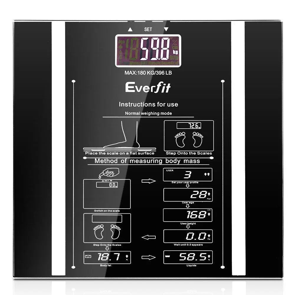 Everfit Bathroom Scales Digital Body Fat Scale 180KG Electronic Monitor Tracker Deals499