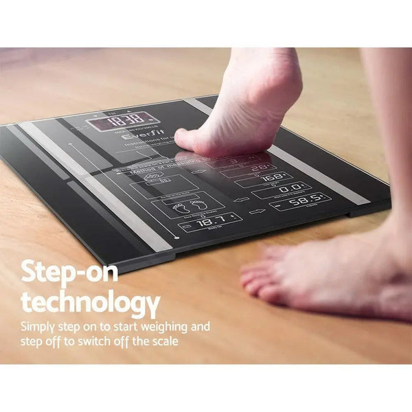 Everfit Bathroom Scales Digital Body Fat Scale 180KG Electronic Monitor Tracker Deals499