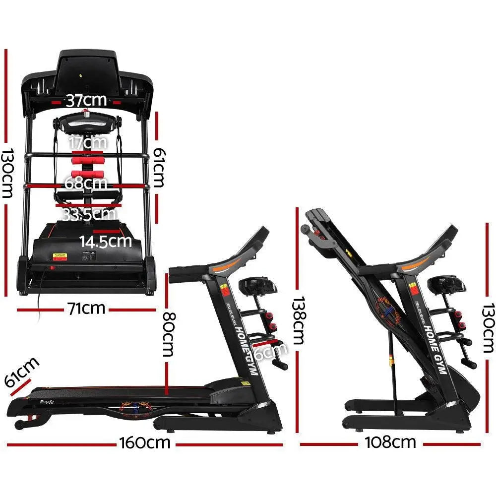 Everfit Electric Treadmill 480mm 18kmh 3.5HP Auto Incline Home Gym Run Exercise Machine Fitness Dumbbell Massager Sit Up Bar Deals499